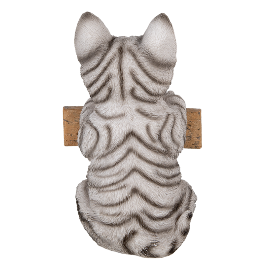 Clayre &amp; Eef   | Decoratie Beeld Kat Wit, Grijs 12x9x19 cm | 6PR3367