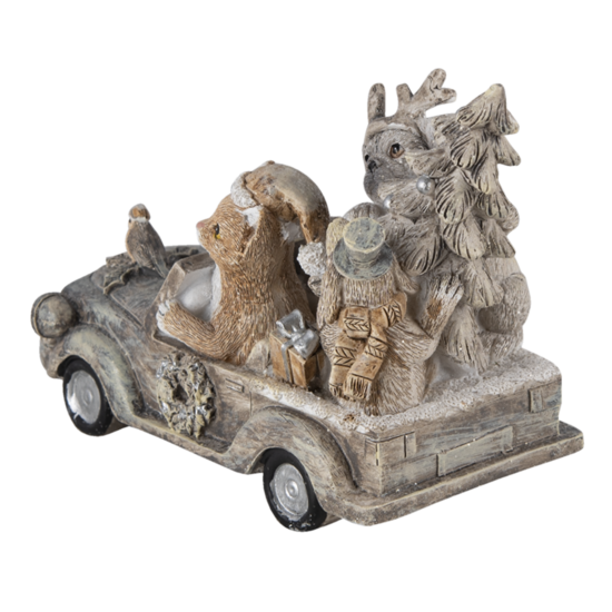 Clayre &amp; Eef   | Kerstdecoratie Beeld Kat en Hond Grijs, Beige, Wit 16x8x11 cm | 6PR4639