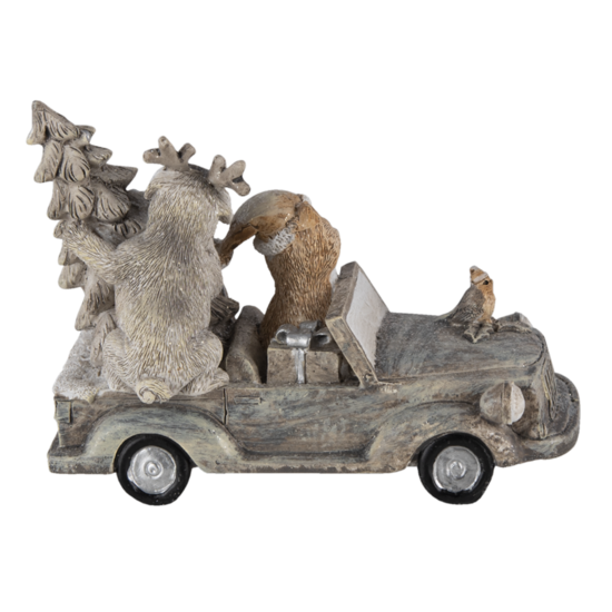 Clayre &amp; Eef   | Kerstdecoratie Beeld Kat en Hond Grijs, Beige, Wit 16x8x11 cm | 6PR4639