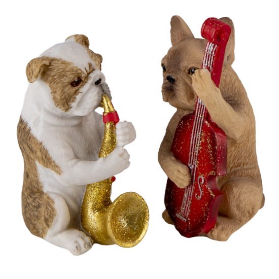 Clayre &amp; Eef   | Decoratie Beeld Set van 3 Honden Bruin, Wit 4x6x10 cm | 6PR4684