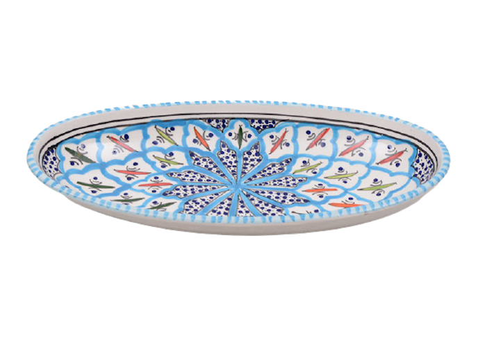 Turquoise blue fine schaal ovaal 30 cm | OS.BC.30 | Dishes &amp; Deco