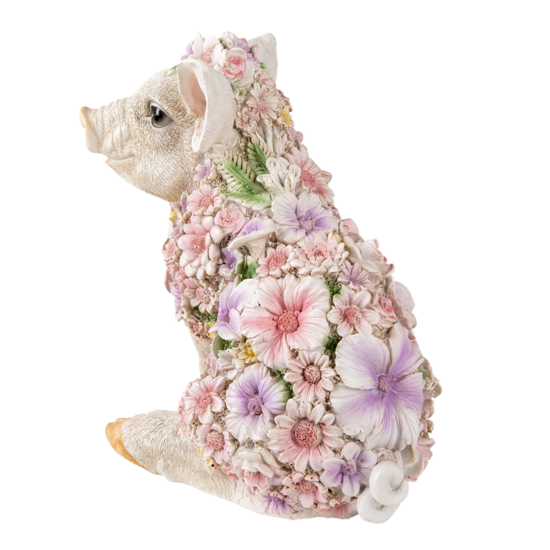 Clayre &amp; Eef   | Decoratie Beeld Varken Wit, Roze 24x16x23 cm | 6PR3332