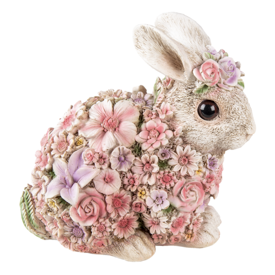 Clayre &amp; Eef   | Decoratie Beeld Konijn Wit, Roze 19x12x18 cm | 6PR3333