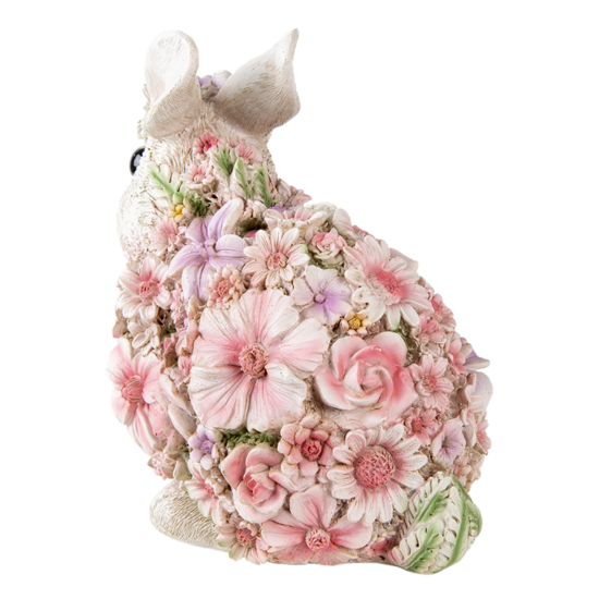 Clayre &amp; Eef   | Decoratie Beeld Konijn Wit, Roze 19x12x18 cm | 6PR3333