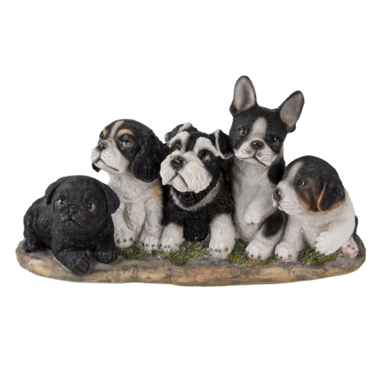 Clayre &amp; Eef   | Decoratie Beeld Honden Zwart, Wit 33x12x17 cm | 6PR3340