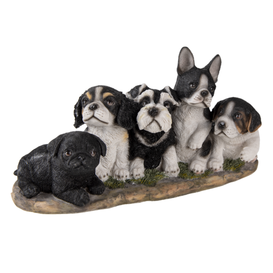 Clayre &amp; Eef   | Decoratie Beeld Honden Zwart, Wit 33x12x17 cm | 6PR3340