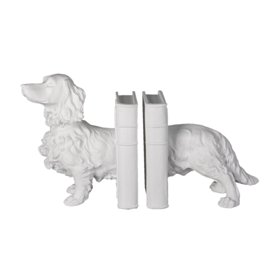 Clayre &amp; Eef   | Boekensteunen Set van 2 Hond Wit 28x12x22 cm | 6PR3394