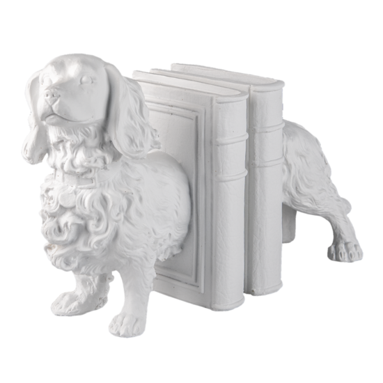 Clayre &amp; Eef   | Boekensteunen Set van 2 Hond Wit 28x12x22 cm | 6PR3394