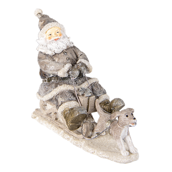 Clayre &amp; Eef   | Kerstdecoratie Beeld Kerstman Grijs 24x8x16 cm | 6PR3472