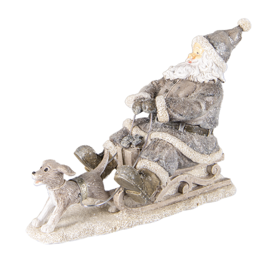 Clayre &amp; Eef   | Kerstdecoratie Beeld Kerstman Grijs 24x8x16 cm | 6PR3472