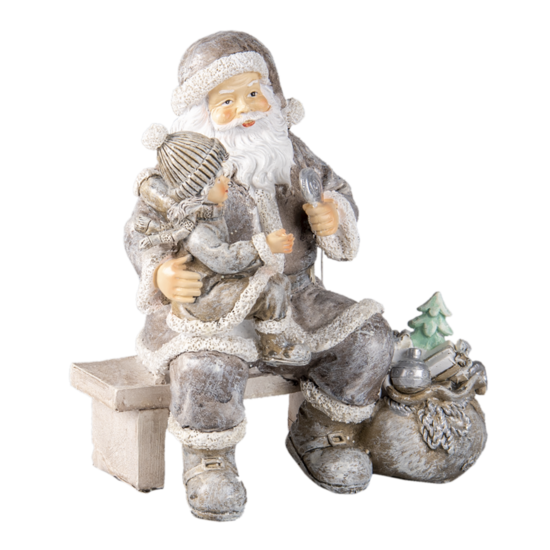 Clayre &amp; Eef   | Kerstdecoratie Beeld Kerstman Grijs 15x10x16 cm | 6PR3473