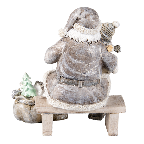 Clayre &amp; Eef   | Kerstdecoratie Beeld Kerstman Grijs 15x10x16 cm | 6PR3473