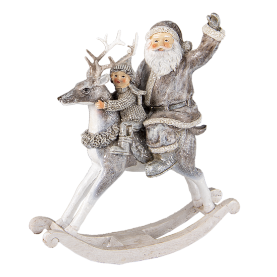 Clayre &amp; Eef   | Kerstdecoratie Beeld Kerstman Grijs 20x7x22 cm | 6PR3475