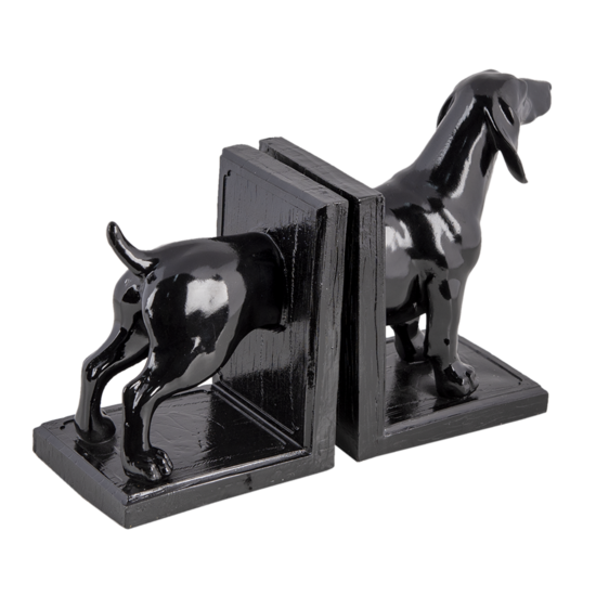 Clayre &amp; Eef   | Boekensteunen Set van 2 Hond Zwart 25x9x15 cm | 6PR4623