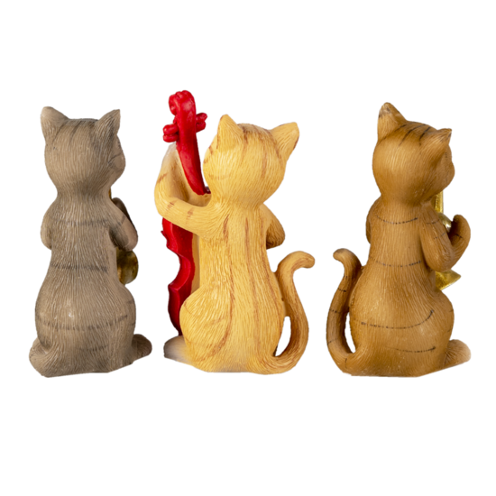 Clayre &amp; Eef   | Decoratie Beeld Set van 3 Katten Beige, Bruin, Grijs 4x6x10 cm | 6PR4683