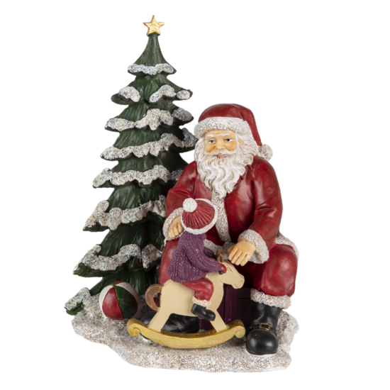 Clayre &amp; Eef   | Kerstdecoratie Beeld Kerstman Rood, Groen 16x13x22 cm | 6PR4714