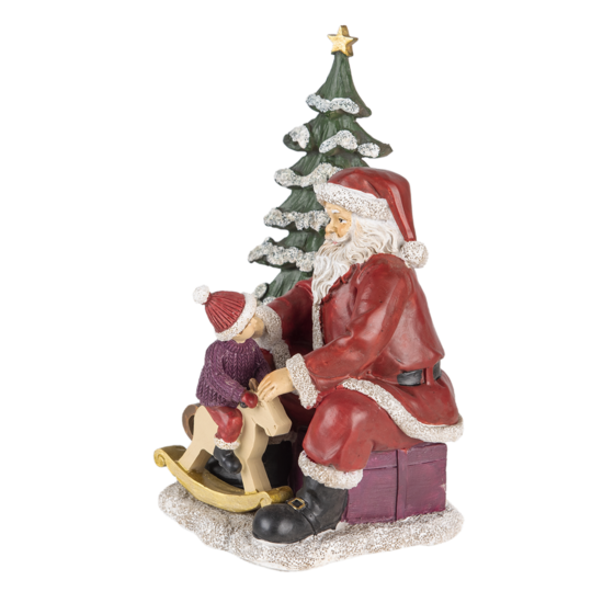 Clayre &amp; Eef   | Kerstdecoratie Beeld Kerstman Rood, Groen 16x13x22 cm | 6PR4714