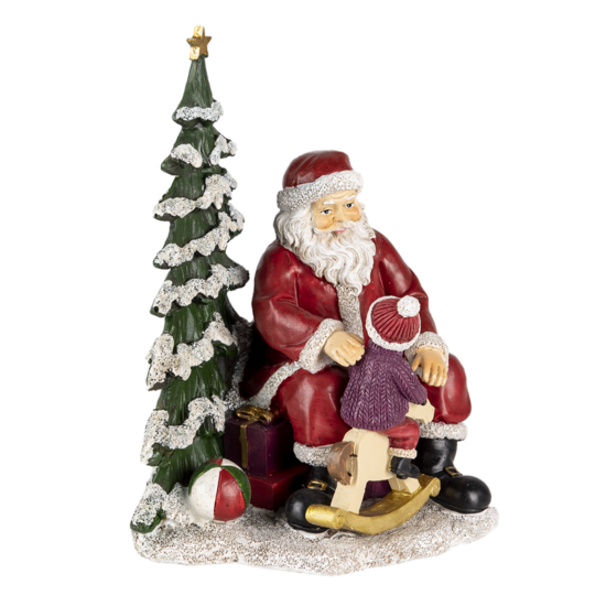 Clayre &amp; Eef   | Kerstdecoratie Beeld Kerstman Rood, Groen 16x13x22 cm | 6PR4714