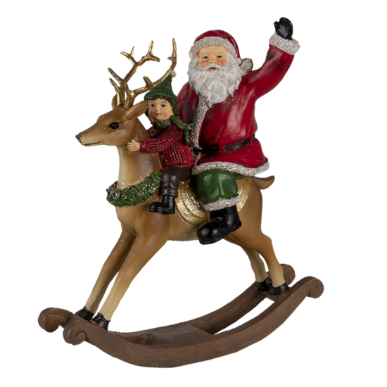 Clayre &amp; Eef   | Kerstdecoratie Beeld Kerstman Rood, Groen 20x7x22 cm | 6PR4716