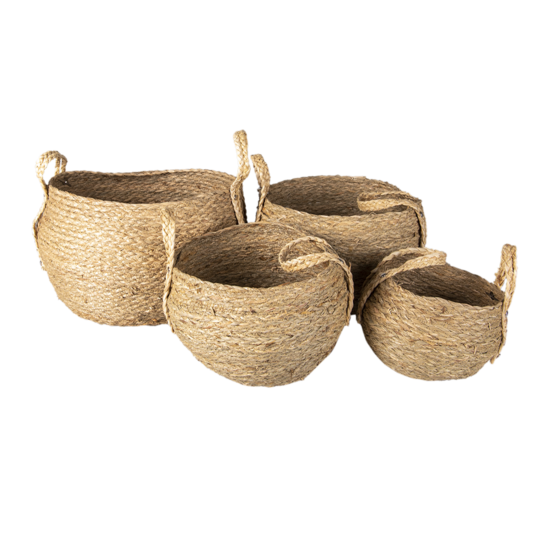 Clayre &amp; Eef   | Opbergmanden Set van 4 Bruin &oslash; 30x33 / &oslash; 28x30 / &oslash; 23x25 / &oslash; 19x20 cm | 6RO0540