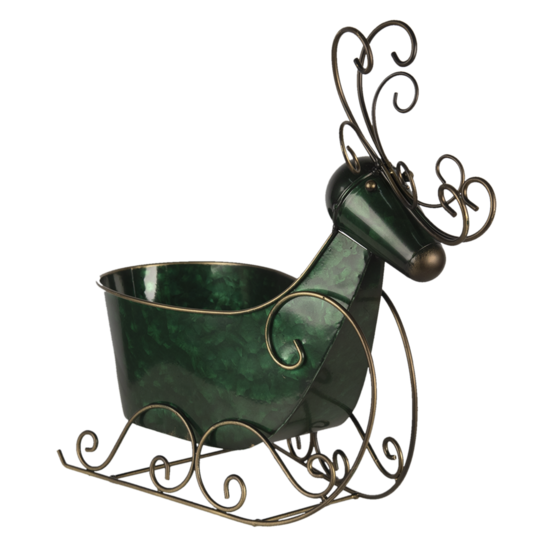 Clayre &amp; Eef   | Kerstdecoratie Beeld Rendier Groen 34x17x37 cm | 6Y4444