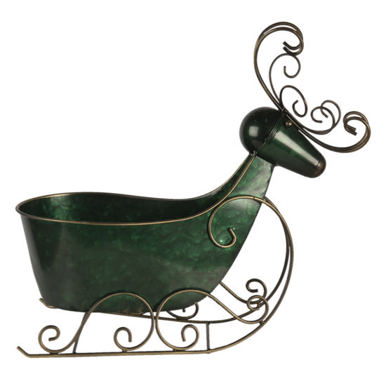 Clayre &amp; Eef   | Kerstdecoratie Beeld Rendier Groen 34x17x37 cm | 6Y4444