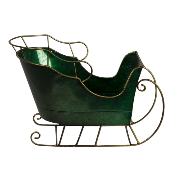 Clayre &amp; Eef   | Kerstdecoratie Beeld Slee Groen 34x18x22 cm | 6Y4445