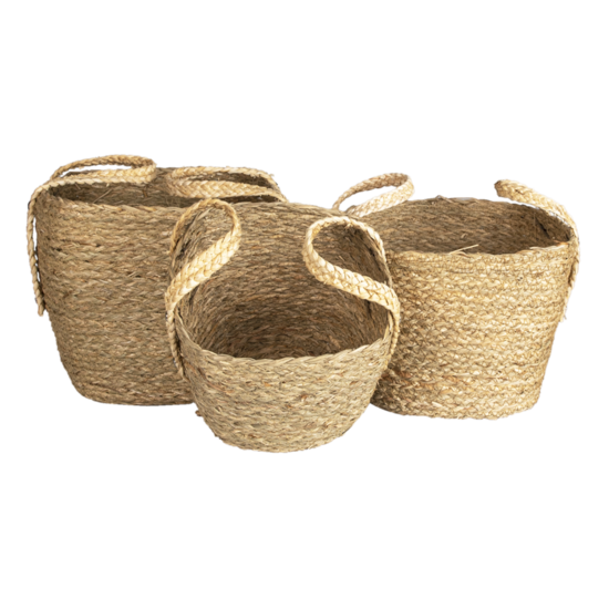 Clayre &amp; Eef   | Opbergmanden Set van 3 Bruin 25x25x34 / 24x20x28 / 21x18x25 cm | 6RO0539