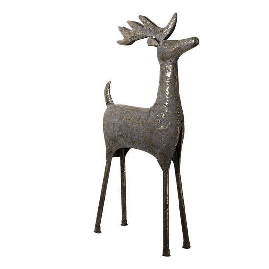 Clayre &amp; Eef   | Kerstdecoratie Beeld Rendier Grijs 45x15x79 cm | 5Y0921