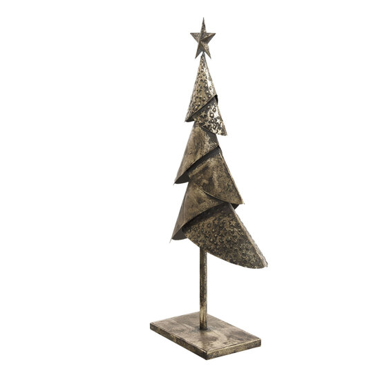 Clayre &amp; Eef   | Kerstdecoratie Beeld Kerstboom Koperkleurig 25x12x55 cm | 6Y4553