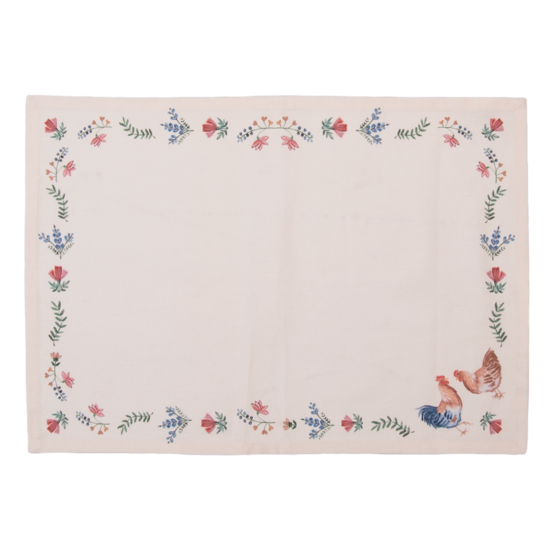 Clayre &amp; Eef   | Placemats Set van 6 Beige, Bruin, Groen 48x33 cm | CAR40