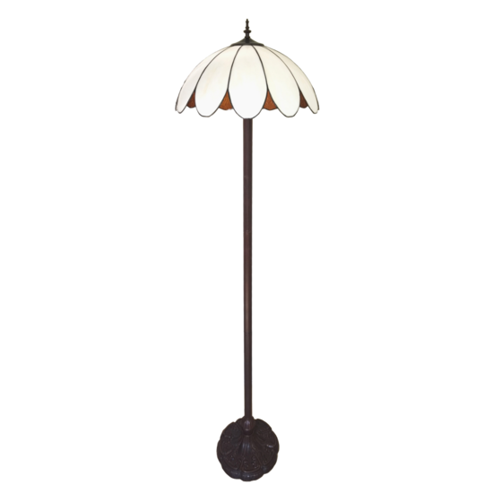 Clayre &amp; Eef   | Tiffany Vloerlamp Wit &oslash; 46x166 cm E27/max 2x60W | 5LL-6148