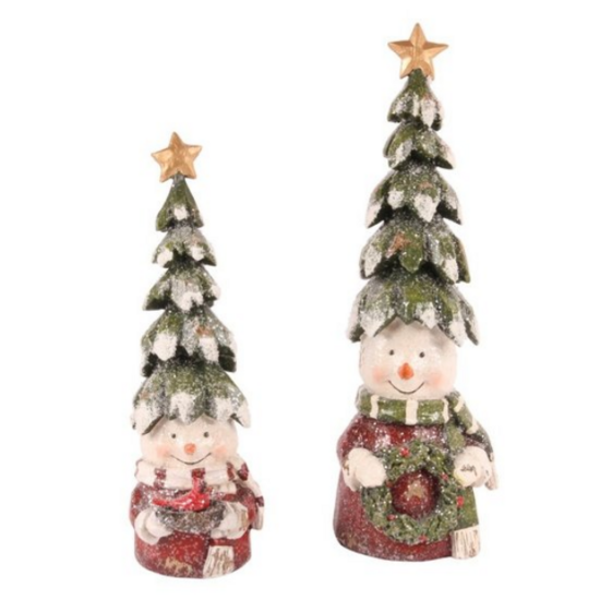 Decoratie sneeuwpop met kerstboom op zijn hoofd kerstkrans in hand 28 cm | Dutch Style | 11265850 4