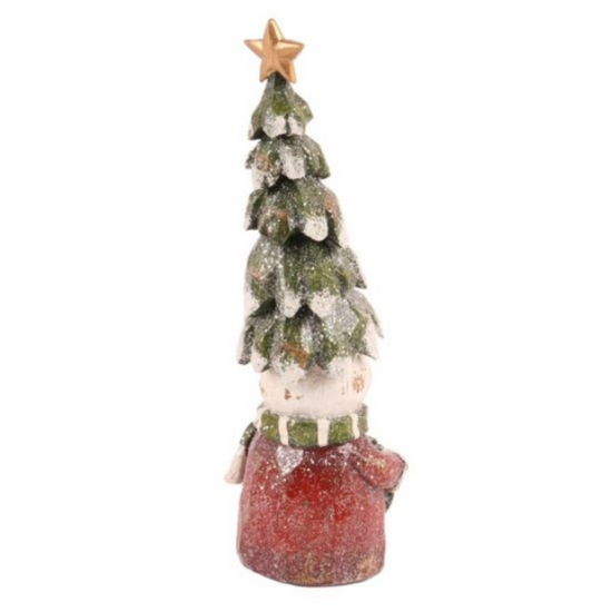 Decoratie sneeuwpop met kerstboom op zijn hoofd kerstkrans in hand 28 cm | Dutch Style | 11265850 1