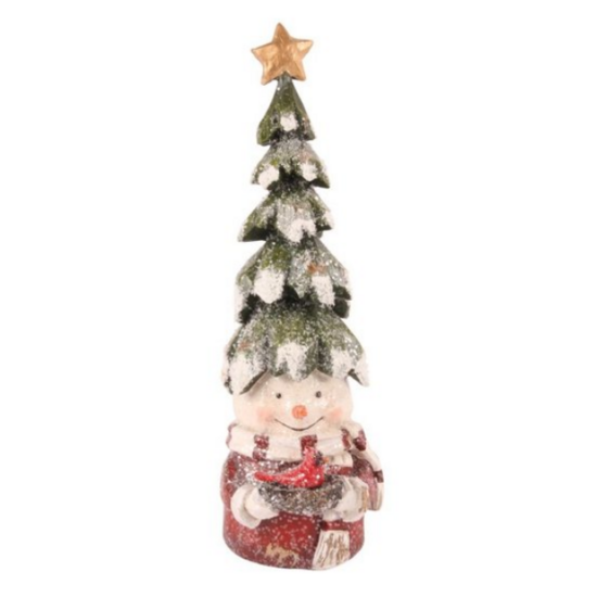 Decoratie sneeuwpop met kerstboom op zijn hoofd 22 cm | Dutch Style | 11264850