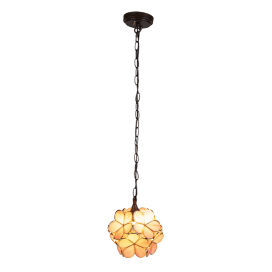 Clayre &amp; Eef   | Hanglamp Tiffany Roze, Geel 21x21x17/90 cm E14/max 1x40W | 5LL-6093