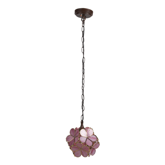 Clayre &amp; Eef   | Hanglamp Tiffany Roze, Geel 21x21x17/90 cm E14/max 1x40W | 5LL-6093