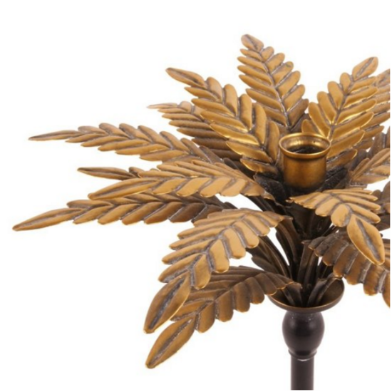 Kandelaar kaarsenhouder palmboom 33 cm x 18 cm zwart goud ijzer | Dutch Style | 11344404 1