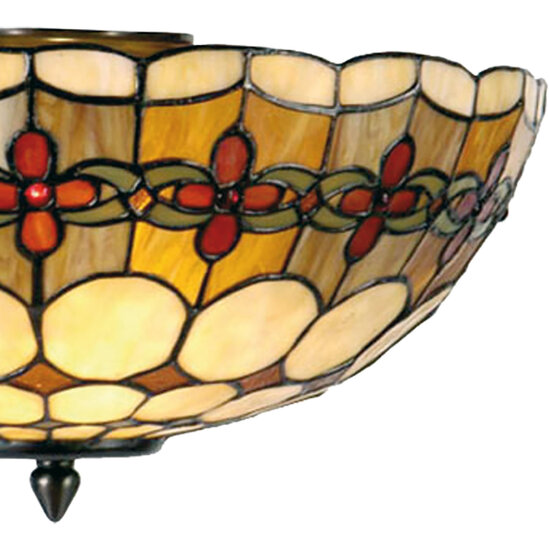 Clayre &amp; Eef   | Plafondlamp Tiffany Beige, Rood &oslash; 40x24 cm E14/max 2x40W | 5LL-5416