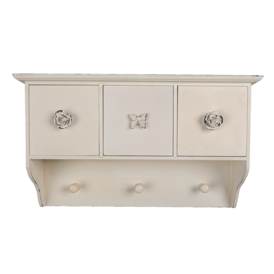 Clayre &amp; Eef   | Wandkapstok 3 haken Wit 41x12x24 cm | 6H2123