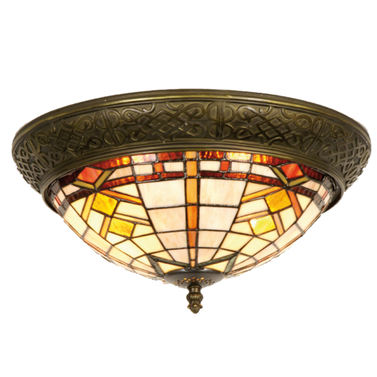 Clayre &amp; Eef   | Plafondlamp Tiffany Bruin, Beige &oslash; 38x19 cm E14/max 2x40W | 5LL-5349