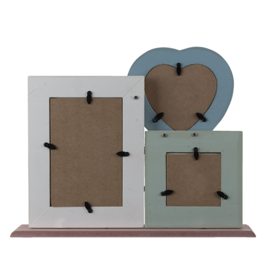 Clayre &amp; Eef   | Fotolijst Beige, Blauw 34x7x25 cm / 10x10 / 7x7 / 10x15 cm | 2F0896