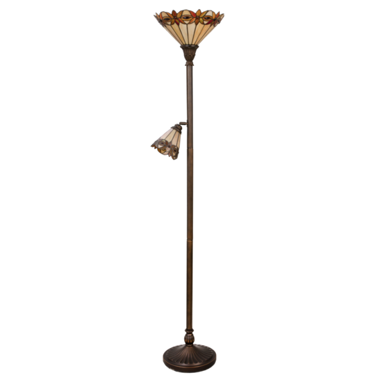 Clayre &amp; Eef   | Tiffany Vloerlamp Beige &oslash;35/ &oslash;14x176 cm E27/max2x60W E14/max 1x25W | 5LL-5718