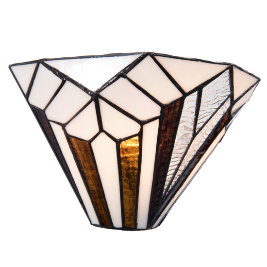 Clayre &amp; Eef   | Wandlamp Tiffany Wit, Bruin 31x16x16 cm E14/max 1x40W | 5LL-5898