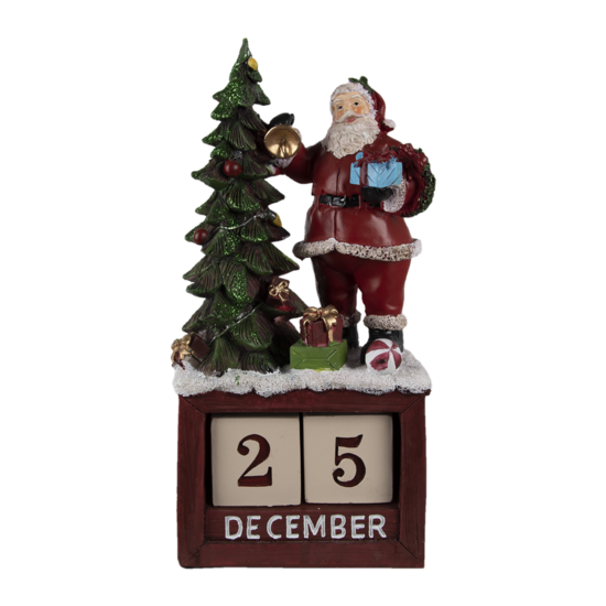 Clayre &amp; Eef   | Kerstdecoratie Beeld Kerstman Rood, Groen, Wit 16x10x34 cm | 6PR4762