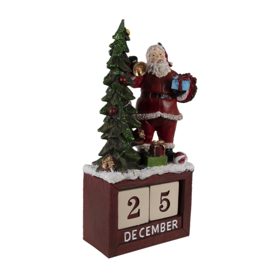 Clayre &amp; Eef   | Kerstdecoratie Beeld Kerstman Rood, Groen, Wit 16x10x34 cm | 6PR4762