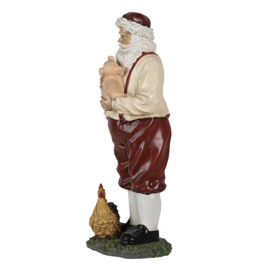 Clayre &amp; Eef   | Kerstdecoratie Beeld Kerstman Rood, Beige 11x9x27 cm | 6PR4755