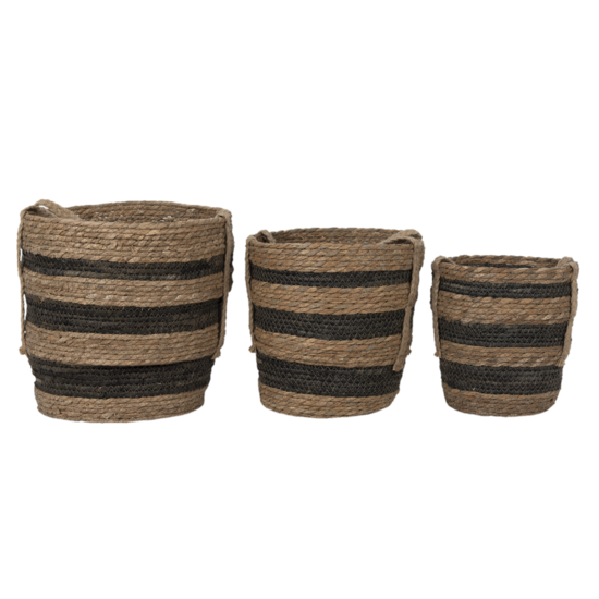 Clayre &amp; Eef   | Opbergmanden Set van 3 Bruin &oslash; 33x33 / &oslash; 28x30 / &oslash; 24x26 cm | 6RO0549