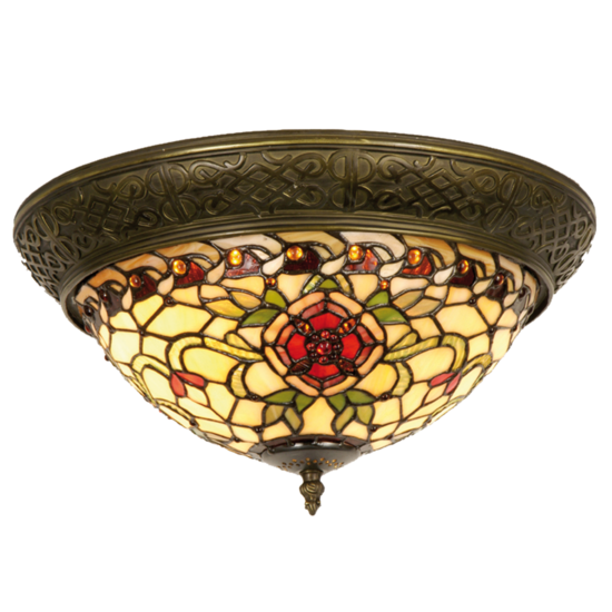 Clayre &amp; Eef   | Plafondlamp Tiffany Rood, Groen &oslash; 38x19 cm E14/max 2x40W | 5LL-5356