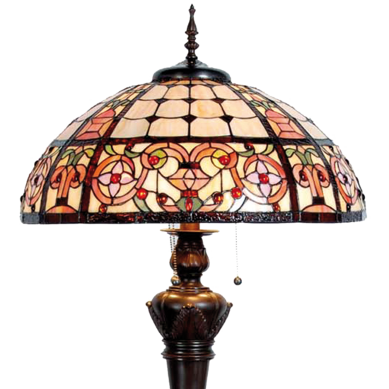 Clayre &amp; Eef   | Tiffany Vloerlamp Beige, Rood &oslash; 57x166 cm E27/max 3x60W | 5LL-5598